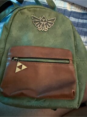 Green and Brown Men's Backpack with Triforce Emblem